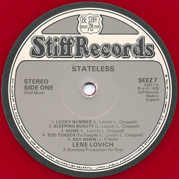 Lene Lovich – Stateless – LP red vinyl