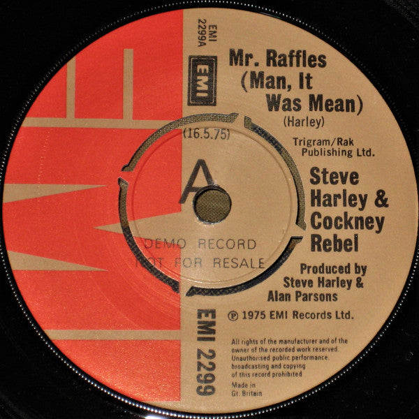 Steve Harley & Cockney Rebel – Mr. Raffles (Man, It Was Mean) – 7” promo