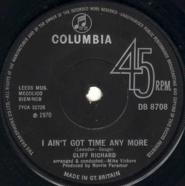 Cliff Richard – I Ain't Got Time Anymore – 7”