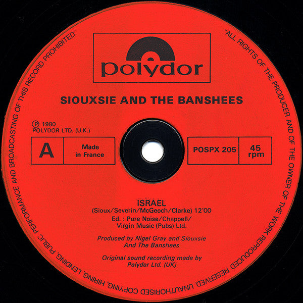 Siouxsie & The Banshees – Israel – 12”