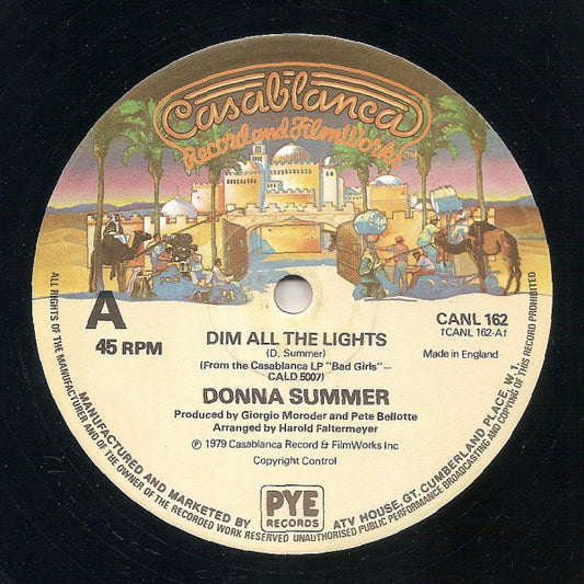 Donna Summer – Dim All The Lights 12"