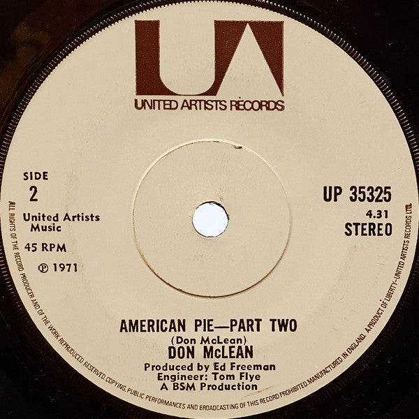 Don McLean – American Pie – 7”
