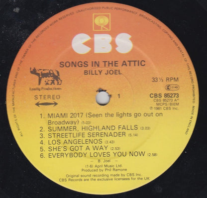 Billy Joel – Songs in the Attic – LP Gatefold