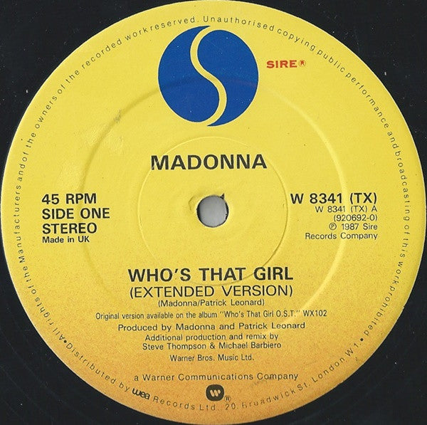Madonna – Who's That Girl 12"