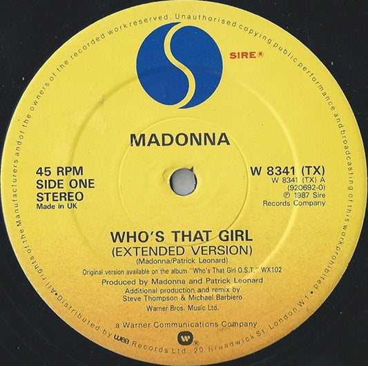Madonna – Who's That Girl 12"