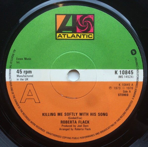 Roberta Flack – Killing Me Softly With His Song / The First Time Ever I Saw Your Face – 7”