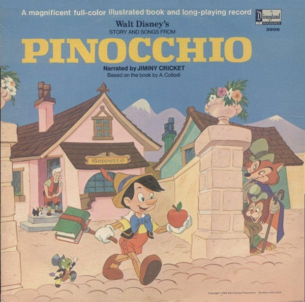 Jiminy Cricket – Story and Songs from Pinocchio – LP + storybook
