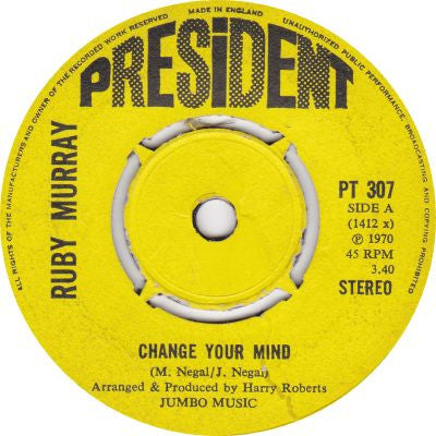 Ruby Murray – Change Your Mind / Absence Makes The Heart Grow Fonder – 7”