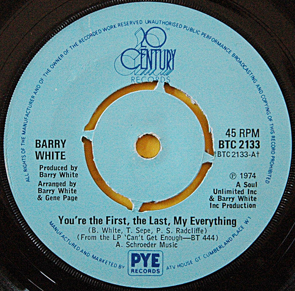 Barry White – You're The First, The Last, My Everything – 7”