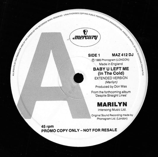 Marilyn – Baby U Left Me (In The Cold) 12" promo
