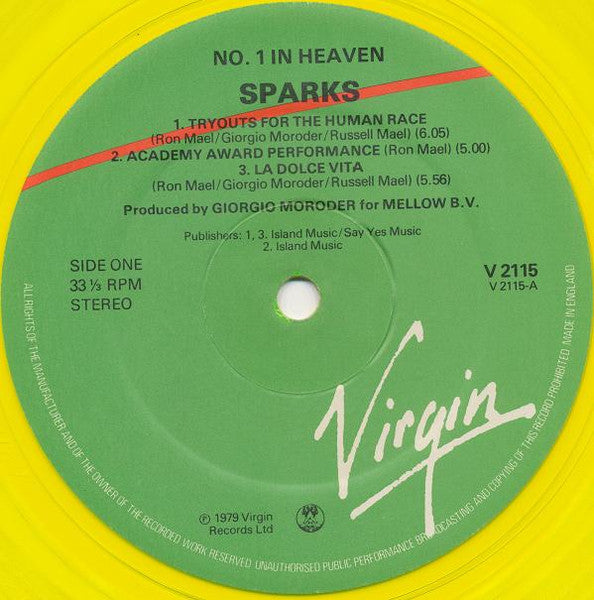Sparks – No. 1 In Heaven – LP yellow vinyl