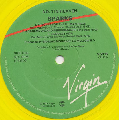 Sparks – No. 1 In Heaven – LP yellow vinyl