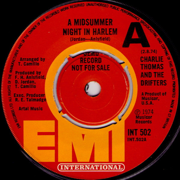 Charlie Thomas and the Drifters – A Midsummer Night In Harlem – 7” promo