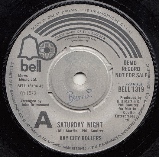 Bay City Rollers – Saturday Night – 7” promo