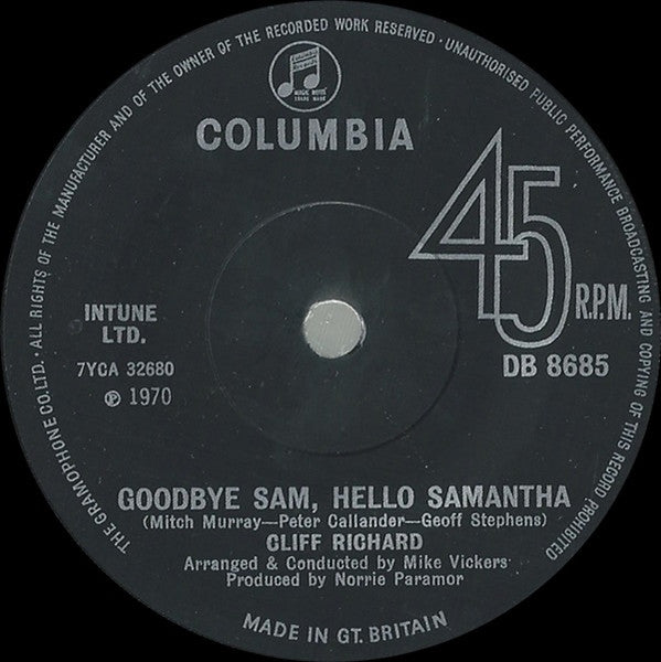 Cliff Richard – Goodbye Sam, Hello Samantha – 7”