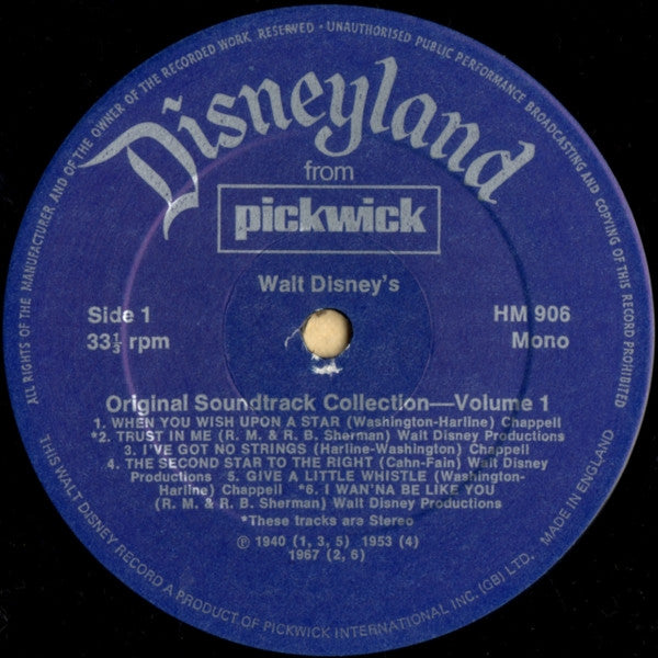 Various – Walt Disney's Original Soundtrack Collection Vol. 1. – LP